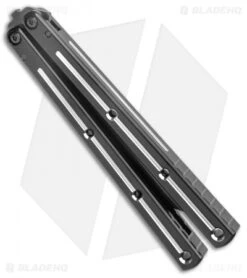 Squid Industries Krake Raken V2.5 Bowie Balisong Knife Dual-Tone (4.5" Inked) -Swiz Knives Shop Squid Industries Krate Raken V2 Bowie Balisong Black Silver Inked BHQ 135234 jr spine