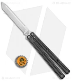 Squid Industries Krake Raken V2.5 Tanto Balisong Knife Black (4.5" Satin) -Swiz Knives Shop Squid Industries Krate Raken V2 Tanto Balisong Black Satin BHQ 103094 jr bottlecap