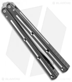 Squid Industries Krake Raken V2.5 Tanto Balisong Knife Dual-Tone (4.5" Satin) -Swiz Knives Shop Squid Industries Krate Raken V2 Tanto Balisong Black Silver Silver BHQ 103095 jr side