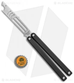 Squid Industries Mako Bottle Opener Balisong Trainer Black (4.3" SW) -Swiz Knives Shop Squid Industries Mako Bottle Opener Balisong Trainer Black SW BHQ 102474 jr bottlecap 2