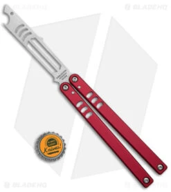 Squid Industries Mako V4.5 Bottle Opener Balisong Trainer Red (4.3" SW) -Swiz Knives Shop Squid Industries Mako V4.5 Bottle Opener Balisong Trainer Red SW BHQ 176661 jr bottlecap
