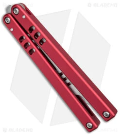 Squid Industries Mako V4.5 Bottle Opener Balisong Trainer Red (4.3" SW) -Swiz Knives Shop Squid Industries Mako V4.5 Bottle Opener Balisong Trainer Red SW BHQ 176661 jr side