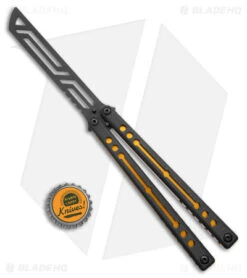 Squid Industries Nautilus Balisong Trainer Knife V2 Black Gold (4.5" Black) -Swiz Knives Shop Squid Industries Nautilus Balisong Trainer V2 Black Gold Black BHQ 177517 jr bottlecap
