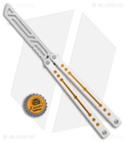 Squid Industries Nautilus Balisong Trainer Knife V2 Winter Gold (4.5" Satin) -Swiz Knives Shop Squid Industries Nautilus Balisong Trainer V2 Winter Gold Satin BHQ 177516 jr bottlecap