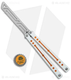 Squid Industries Nautilus Balisong Trainer V2 Winter Orange (4.5" Satin) -Swiz Knives Shop Squid Industries Nautilus Balisong Trainer V2 Winter Orange Satin BHQ 176666 jr bottlecap