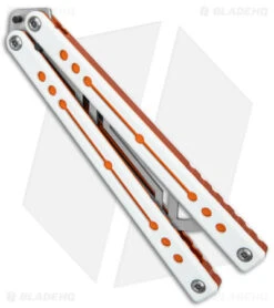 Squid Industries Nautilus Balisong Trainer V2 Winter Orange (4.5" Satin) -Swiz Knives Shop Squid Industries Nautilus Balisong Trainer V2 Winter Orange Satin BHQ 176666 jr side