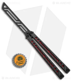 Squid Industries Nautilus Butterfly Balisong Trainer CF/Inked Red (4.4" Black) -Swiz Knives Shop Squid Industries Nautilus Butterfly Balisong Trainer CF Inked Red BHQ 145415 jr bottlecap