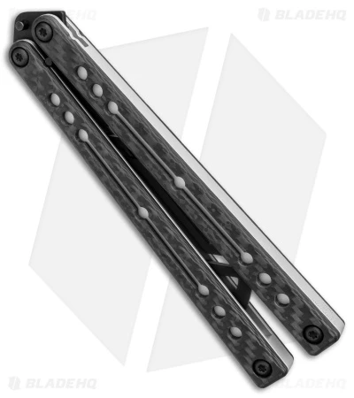 Squid Industries Nautilus Butterfly Balisong Trainer CF/Silver (4.4" Black) 4 Squid Industries Nautilus Butterfly Balisong Trainer CF/Silver (4.4" Black) - Image 2
