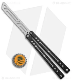 Squid Industries Nautilus Butterfly Balisong Trainer CF/Silver (4.4" Satin) -Swiz Knives Shop Squid Industries Nautilus Butterfly Balisong Trainer CF Silver BHQ 145413 jr bottlecap