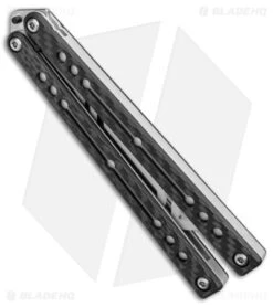 Squid Industries Nautilus Butterfly Balisong Trainer CF/Silver (4.4" Satin) -Swiz Knives Shop Squid Industries Nautilus Butterfly Balisong Trainer CF Silver BHQ 145413 jr side