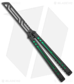 Squid Industries Nautilus Butterfly Balisong Trainer Inked Green Al (4.5" Black)