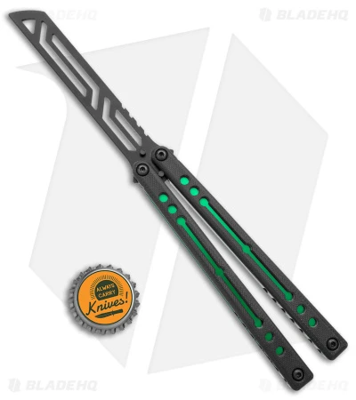 Squid Industries Nautilus Butterfly Balisong Trainer Inked Green Al (4.5" Black) 6 Squid Industries Nautilus Butterfly Balisong Trainer Inked Green Al (4.5" Black) - Image 4