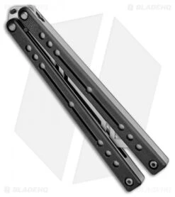 Squid Industries Nautilus V2 Butterfly Balisong Trainer Silver/Black (Satin) -Swiz Knives Shop Squid Industries Nautilus Butterfly Balisong Trainer Silver Black Satin BHQ 102469 jr side