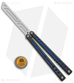 Squid Industries Nautilus Butterfly Balisong Trainer V2 Blue/Black (2.5" Satin) -Swiz Knives Shop Squid Industries Nautilus Butterfly Balisong Trainer V2 Blue Black Satin BHQ 177940 jr bottlecap