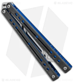 Squid Industries Nautilus Butterfly Balisong Trainer V2 Blue/Black (2.5" Satin) -Swiz Knives Shop Squid Industries Nautilus Butterfly Balisong Trainer V2 Blue Black Satin BHQ 177940 jr side