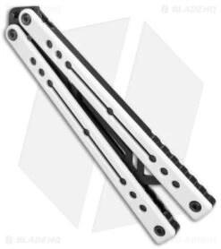 Squid Industries Nautilus Butterfly Balisong Trainer V2 Winter (2.5" Black) -Swiz Knives Shop Squid Industries Nautilus Butterfly Balisong Trainer V2 Winter Inked Satin BHQ 177936 jr side