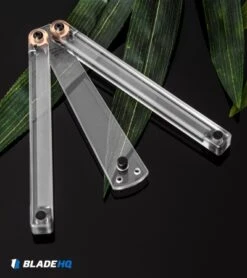 Squid Industries Squiddy-C Butterfly Balisong Trainer Clear PVC (4.5" Clear) -Swiz Knives Shop Squid Industries Squiddy C Butterfly Balisong Trainer Clear PVC Clear BHQ 102472 kp greens web