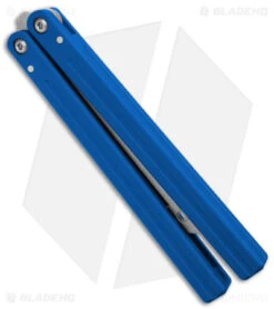 Squid Industries Triton Butterfly Balisong Trainer Blue V2 (Stonewash) -Swiz Knives Shop Squid Industries Triton Butterfly Balisong Trainer Blue V2 SW BHQ 175091 jr side