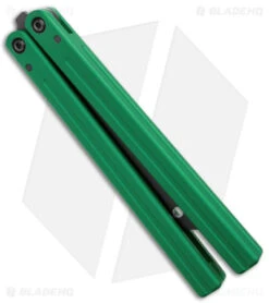 Squid Industries Triton Butterfly Balisong Trainer V2 Inked Green -Swiz Knives Shop Squid Industries Triton Butterfly Balisong Trainer Green V2 Inked Black BHQ 175178 jr side