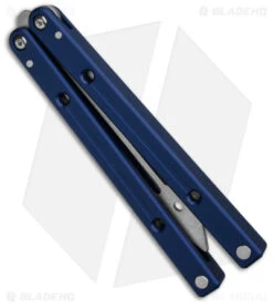 Squid Industries Squidtrainer V4 Butterfly Balisong Trainer Blue (4.5" SW) -Swiz Knives Shop Squid industries Squidtrainer V4 Butterfly Balisong Trainer Blue 4in SW BHQ 77002 td side
