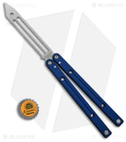 Squid Industries Squidtrainer V4 Butterfly Balisong Trainer Blue (4.5" SW) -Swiz Knives Shop Squid industries Squidtrainer V4 Butterfly Balisong Trainer Blue 4in SW BHQ 77002 td size