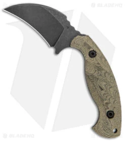 Toor Knives Karsumba Karambit Fixed Blade Green Canvas Micarta (2.5" Black SW)